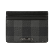 Burberry Check Leather Card Case Charcoal