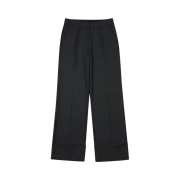 (W) Bohemian Seoul Folded Wide Slacks Charcoal