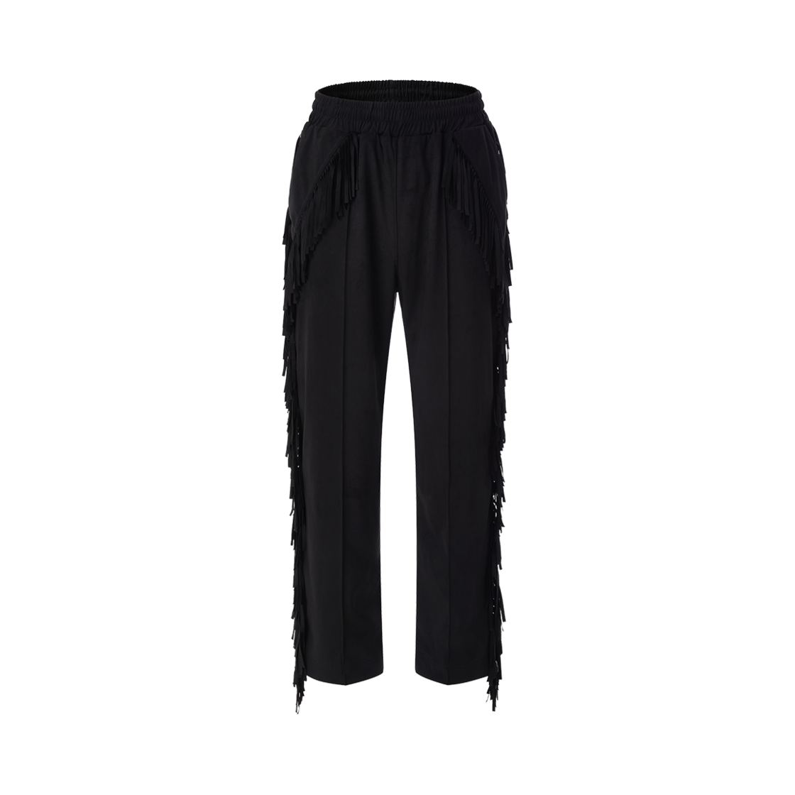 이프엘스 스웨이드 프린지 트랙 팬츠 블랙(If Else Suede Fringe Track Pants Black) - 1