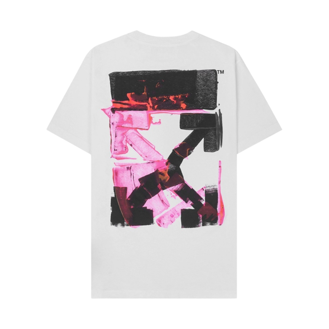 오프화이트 아크릴 애로우 슬림 숏슬리브 티셔츠 화이트