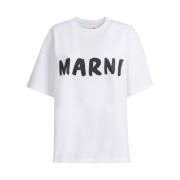 (W) Marni Logo Bio Cotton T-Shirt Lily White