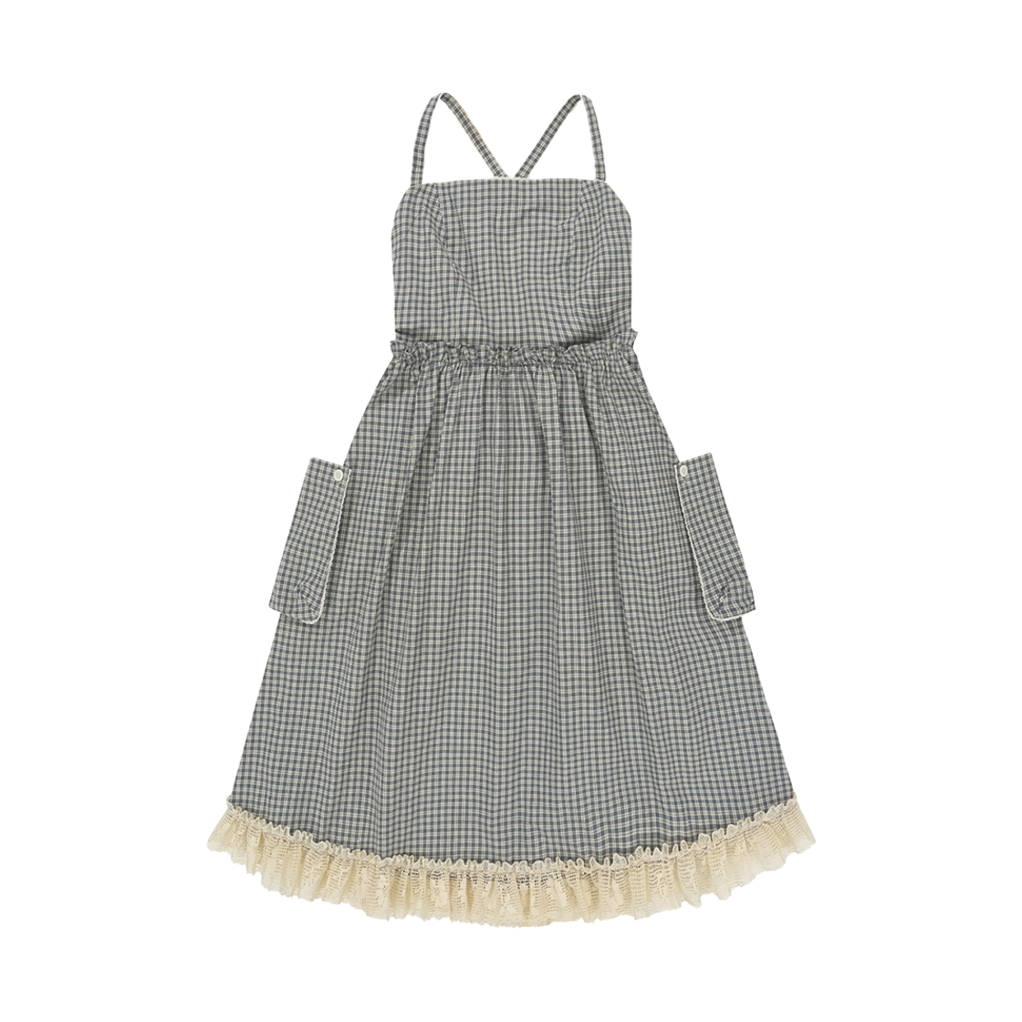 플레따 코튼 체크 레이스 오버롤(FLETTA Cotton Check Lace Overall)