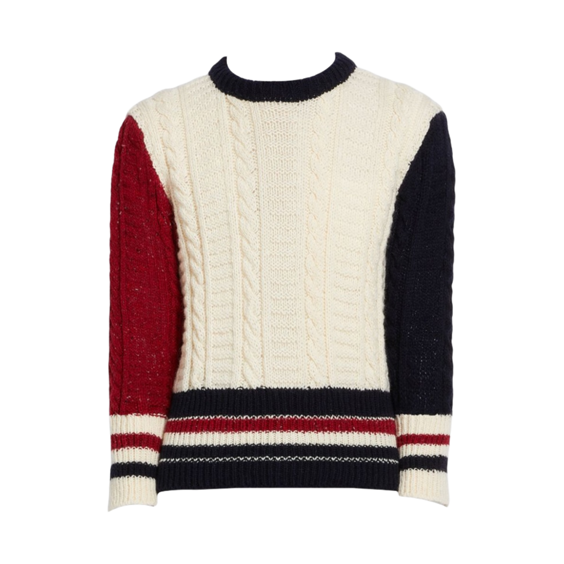 톰브라운 펀믹스 모헤어 트위드 스트라이프 풀오버 화이트(Thom Browne Fun-Mix Mohair Tweed Stripe Pullover White) - 1