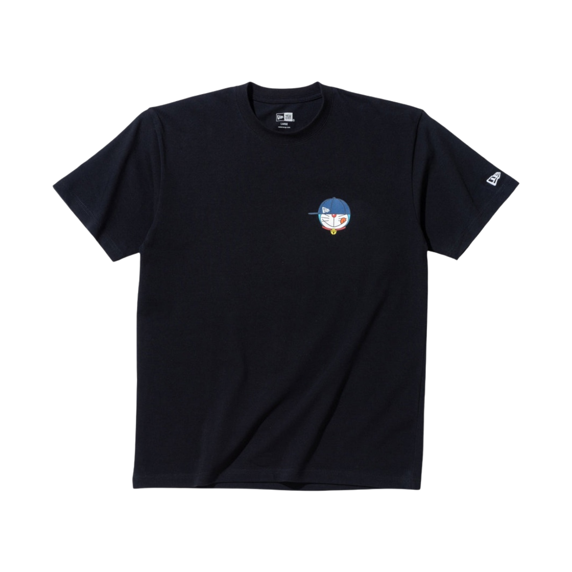 뉴에라 x 도라에몽 코튼 숏슬리브 레귤러 핏 티셔츠 도라에몽 페이스 로고 블랙(New Era x Doraemon Cotton Short Sleeve Regular Fit T-Shirt Doraemon Face Logo Black) - 1