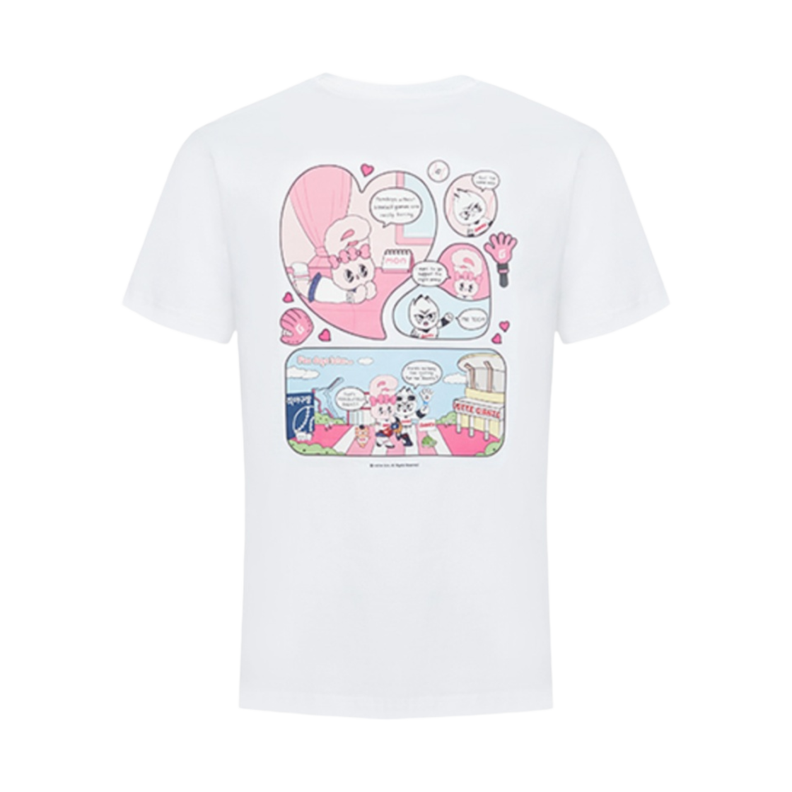 롯데 자이언츠 x 에스더 버니 카툰 티셔츠 화이트(Lotte Giants x Esther Bunny Cartoon T-Shirt White)