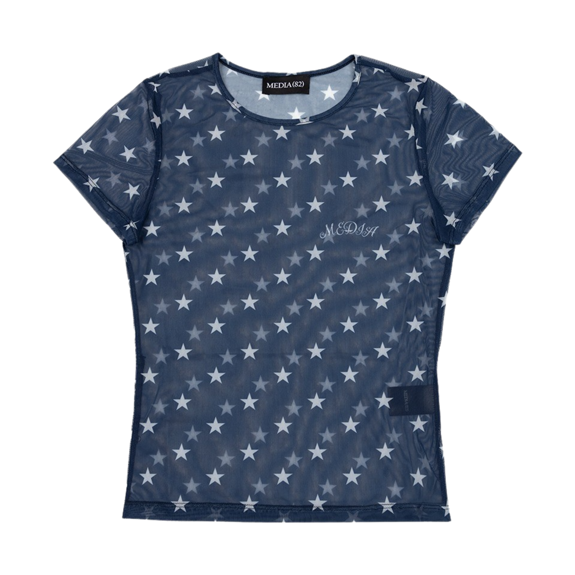 M24S10 MEDIA(82) Star Navy Mesh Top
