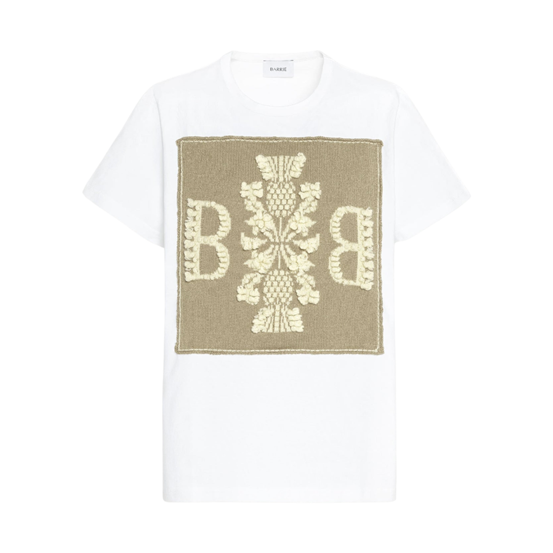 배리 로고 캐시미어 패치 코튼 티셔츠 그린(Barrie Logo Cashmere Patch Cotton T-Shirt Green)