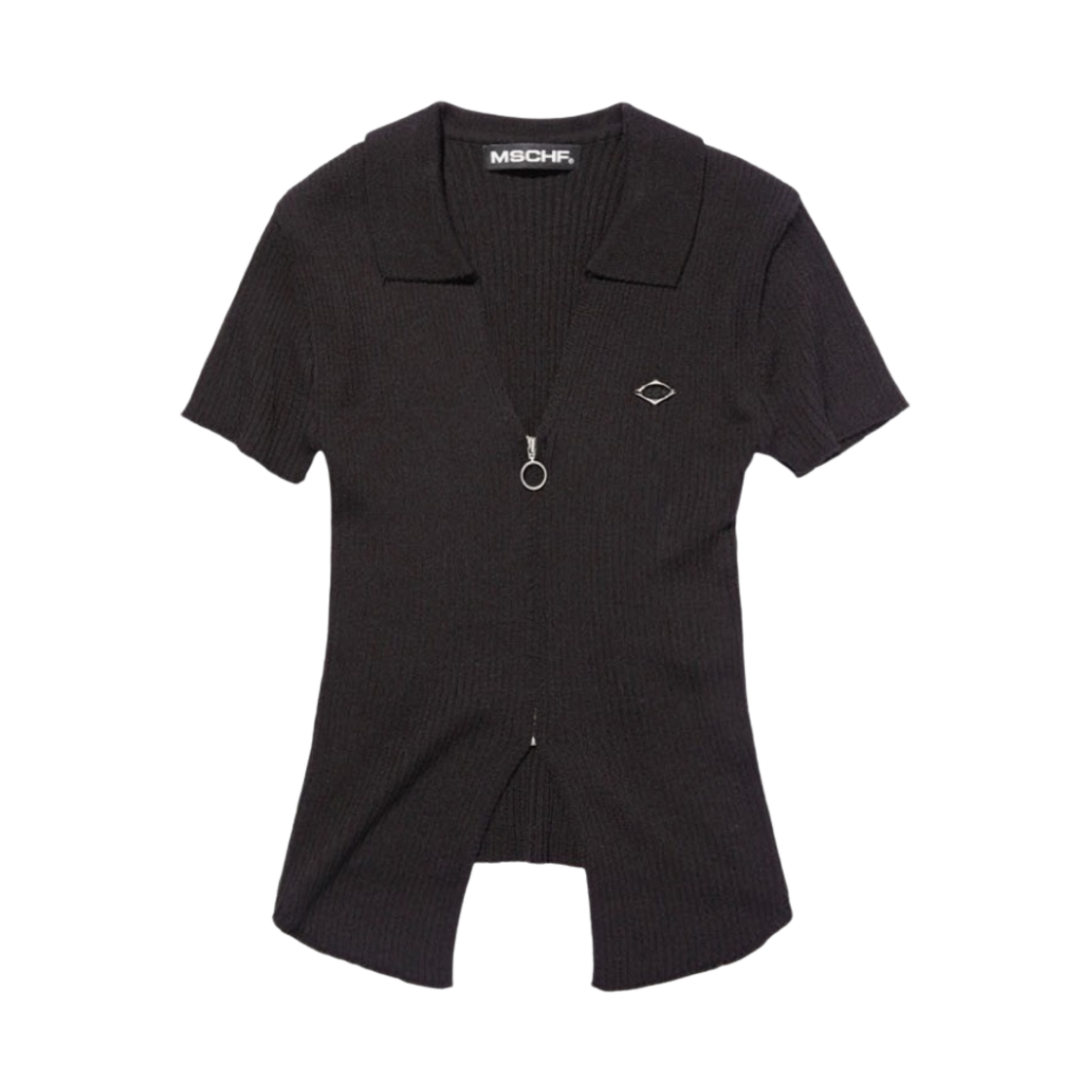 (W) 미스치프 니티드 투톤 숏슬리브 블랙((W) Mischief Knitted Two Tone Short Sleeve Black-Black) - 1