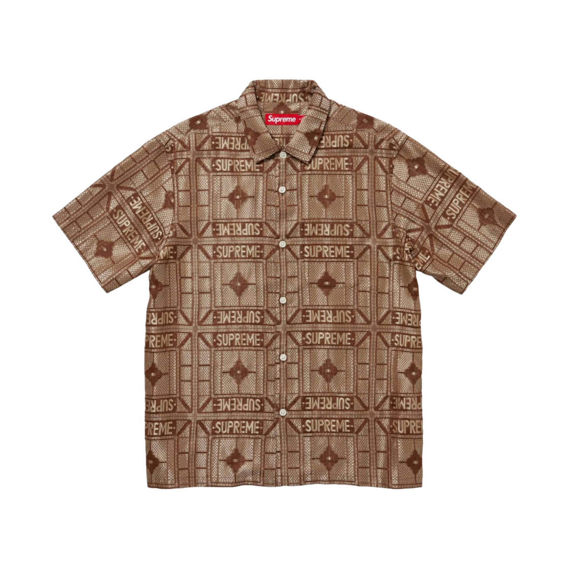 슈프림 트레이 자카드 숏슬리브 셔츠 탄 - 24SS