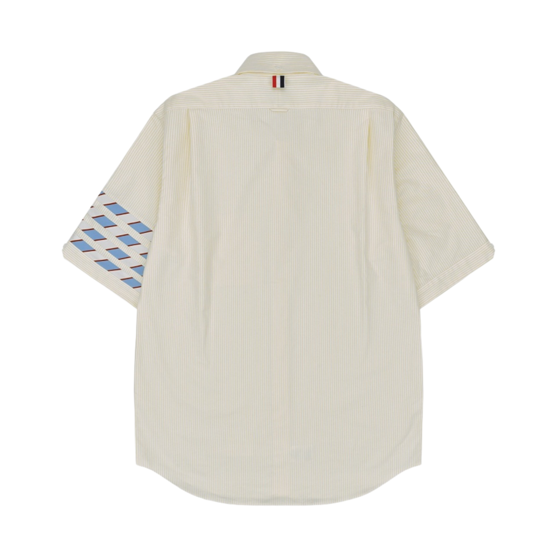 톰브라운 유니버시티 스트라이프 옥스포드 심드 사선 숏슬리브 셔츠 옐로우(Thom Browne University Stripe Oxford Seamed 4-Bar Short Sleeve Shirt Yellow) - 2