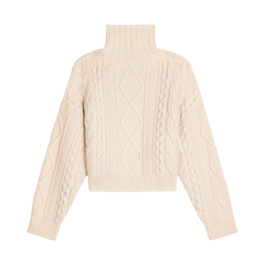 (W) 셀린느 아란 캐시미어 울 하이넥 스웨터 오프 화이트((W) Celine High Neck Sweater in Aran Cashmere Wool Off White) - 2