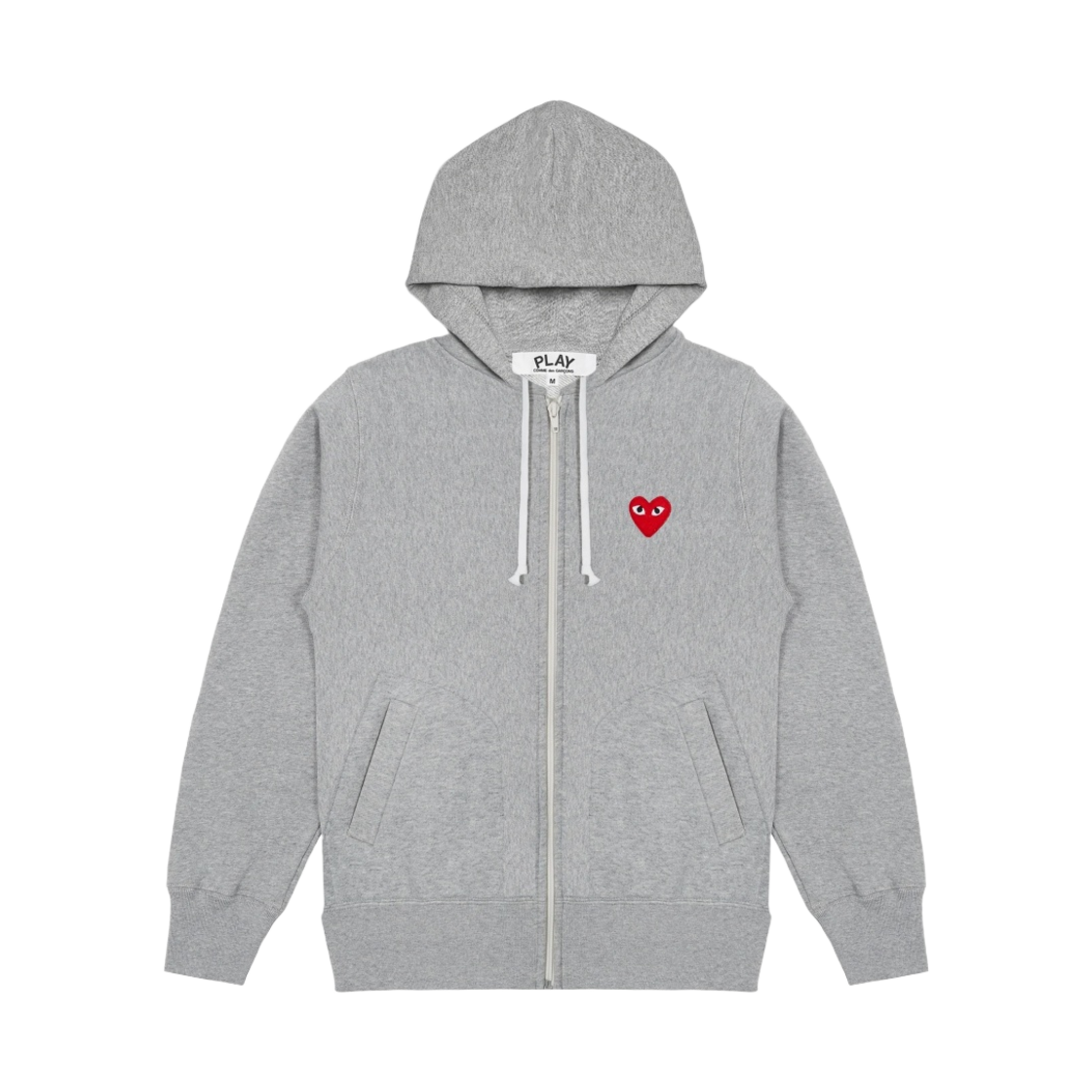 플레이 꼼데가르송 레드 하트 후드 집업 그레이(Play Comme des Garcons Red Heart Zip Hooded Sweatshirt Grey)