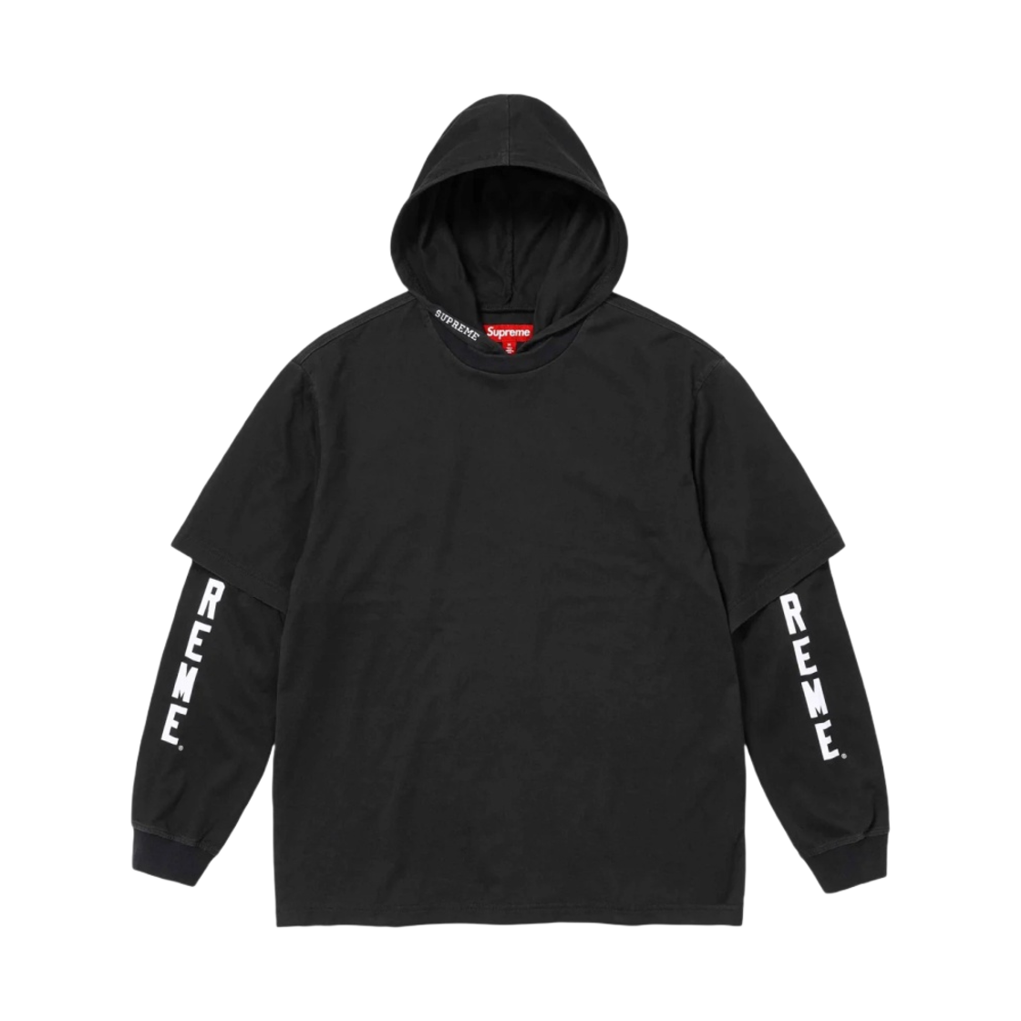 슈프림 레이어드 후드 롱슬리브 탑 블랙 - 24SS