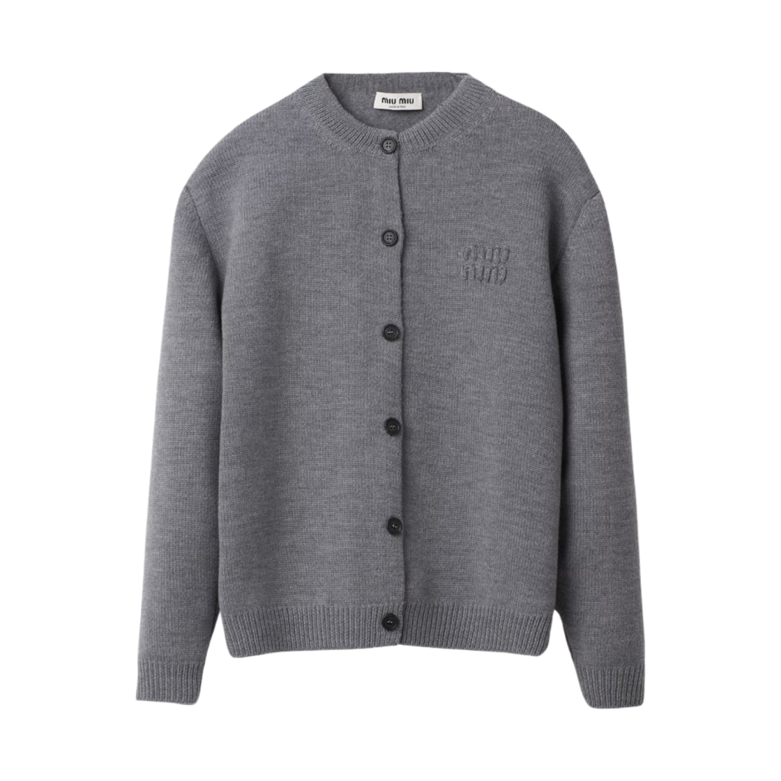 (W) 미우 미우 울 앤 나일론 니트 가디건 그레이