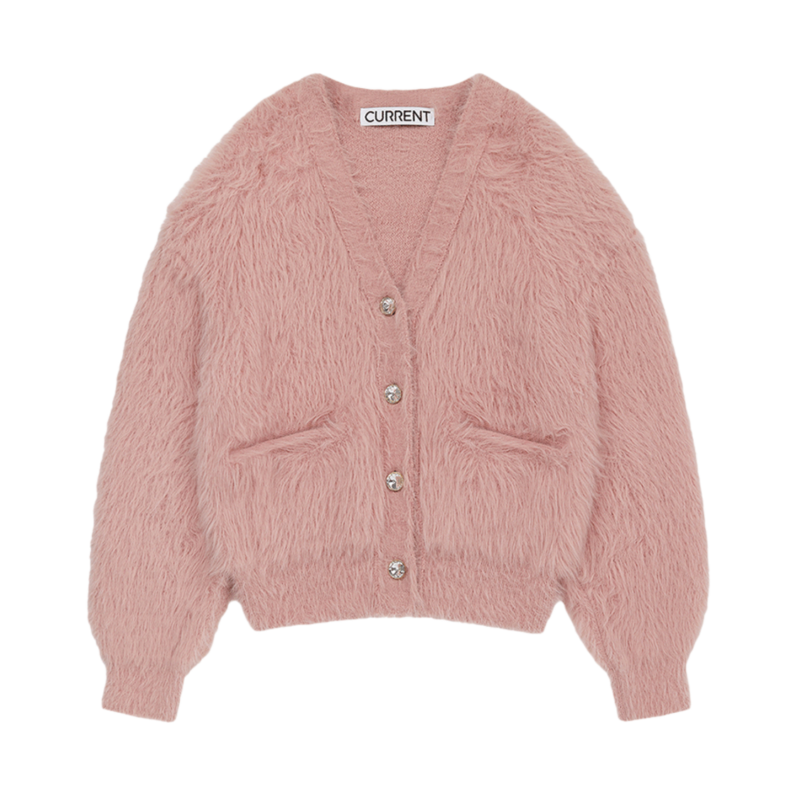 커렌트 엘모 헤어리 가디건 딥핑크(Current ELMO Hairy Cardigan Dip Pink)