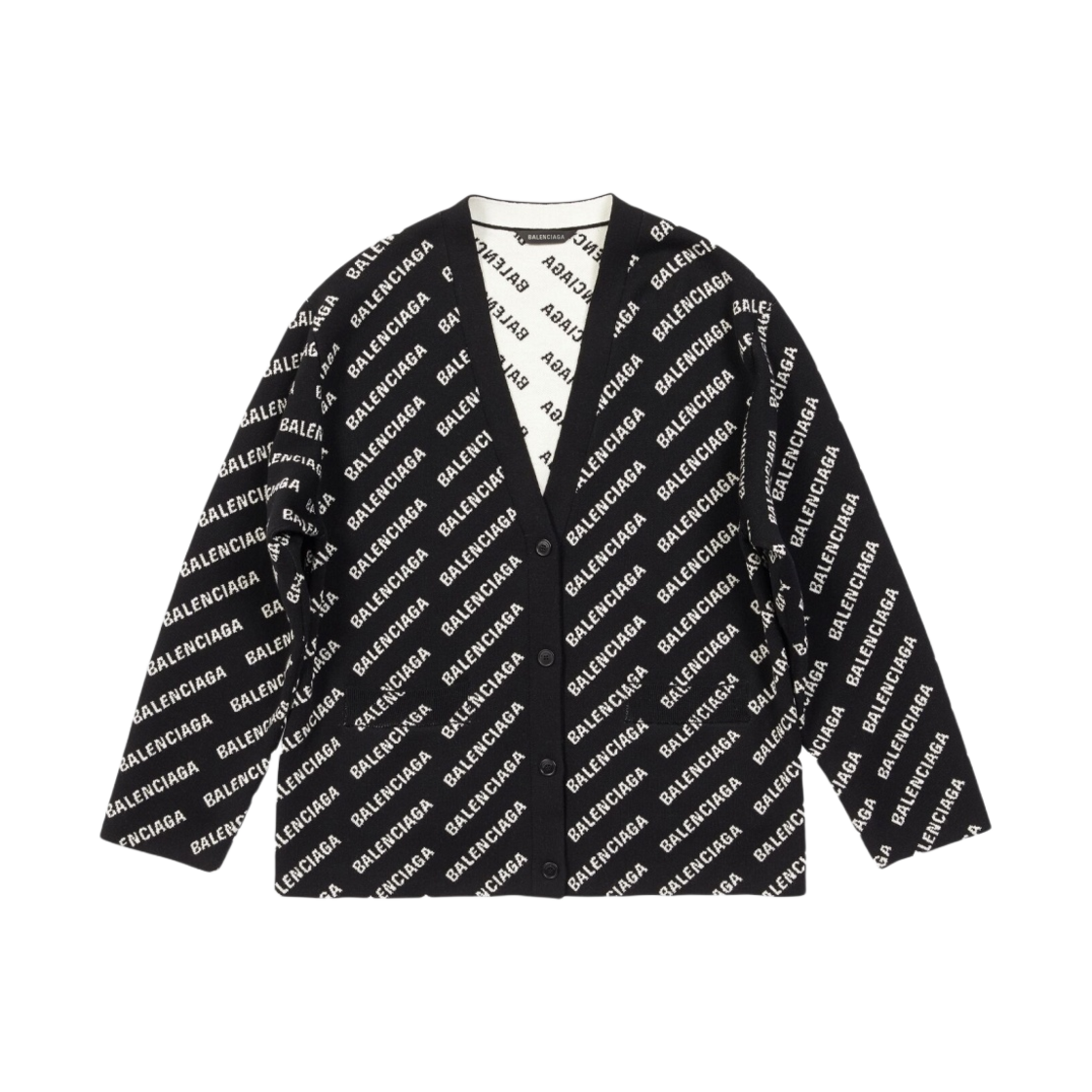 (W) 발렌시아가 미니 올오버 로고 가디건 블랙((W) Balenciaga Mini Allover Logo Cardigan Black) - 1