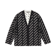 (W) Balenciaga Mini Allover Logo Cardigan Black