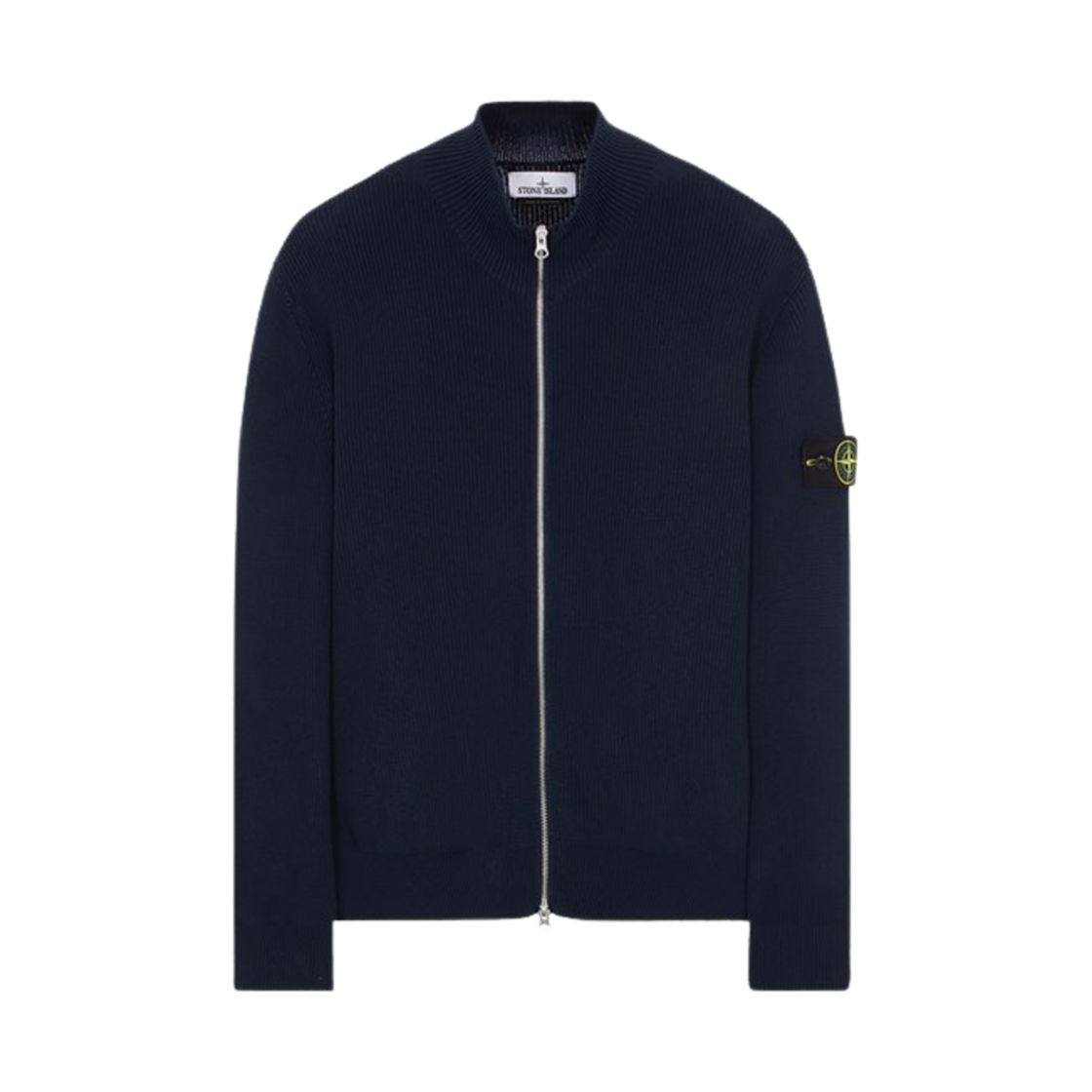 스톤 아일랜드 526D8 립드 코튼 가디건 니트 블루 - 24SS