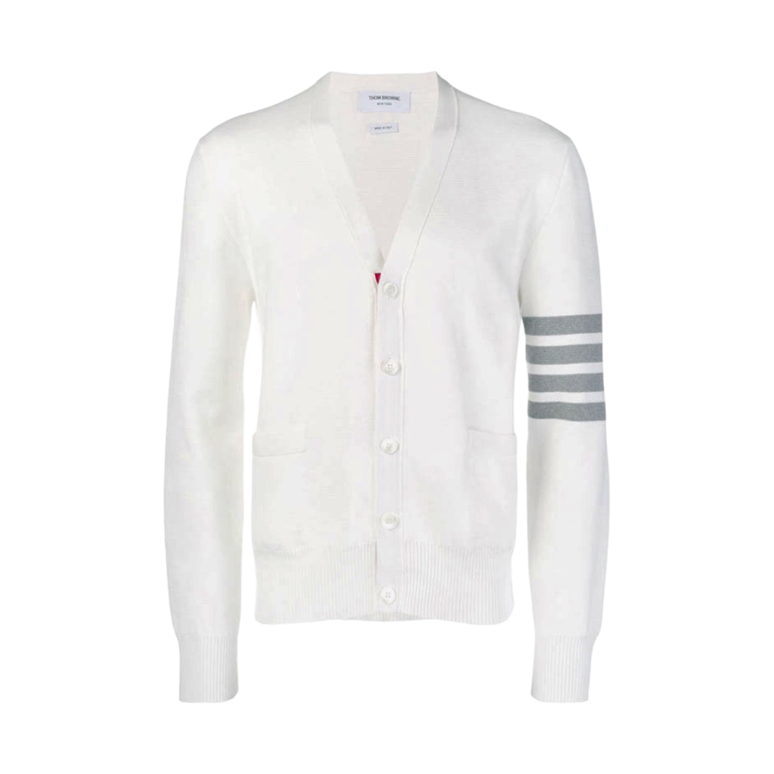 톰브라운 밀라노 스티치 사선 가디건 화이트(Thom Browne Milano Stitch 4-Bar Cardigan White)