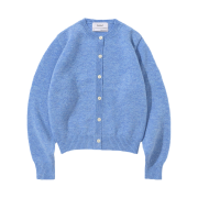 Knitted Shaggy Dog Wool 100% Round Cardigan Women Blue