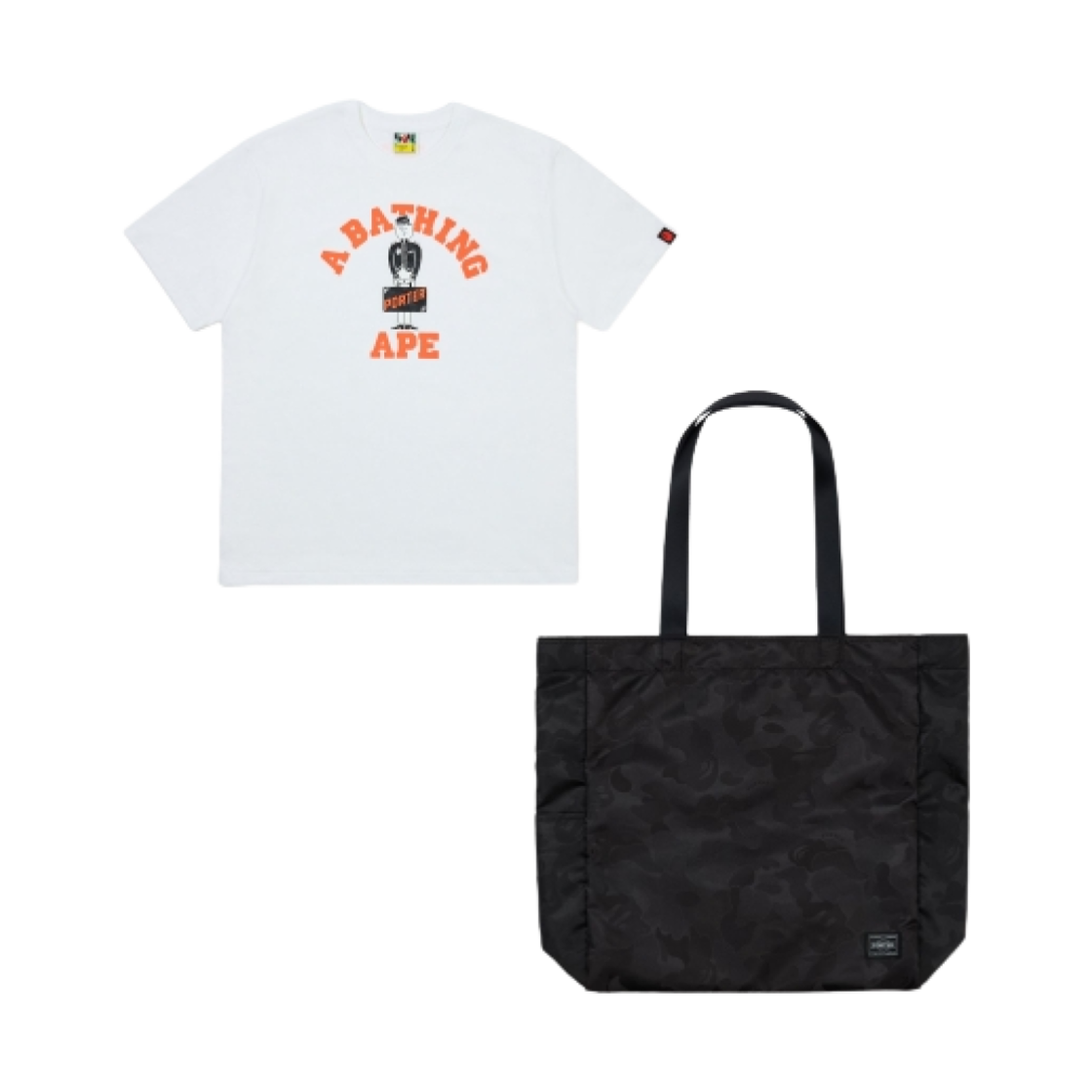 포터 x 베이프 티셔츠 & 토트백 세트 화이트(Porter x BAPE T-Shirt & Tote Bag Set White)