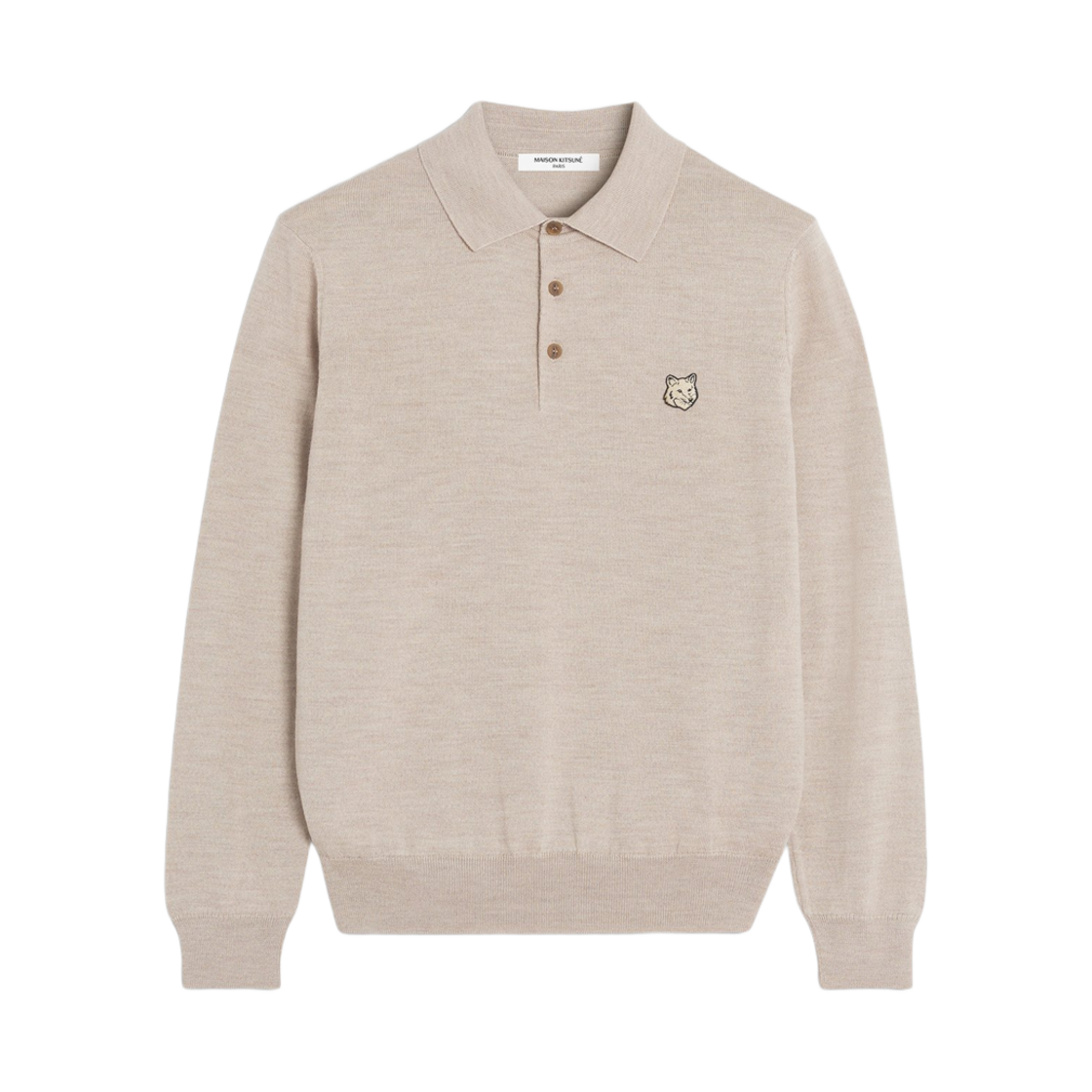 MM00211KT1036-0134 Maison Kitsune Bold Fox Head Patch Polo Jumper Marble