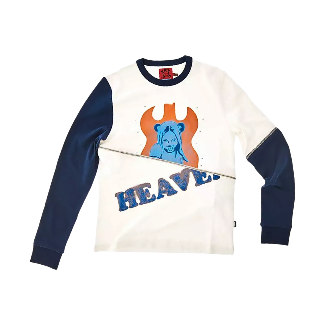 3S3RTP087C12 (W) Heaven by Marc Jacobs Zip Off Long Sleeve T-Shirt Chalk