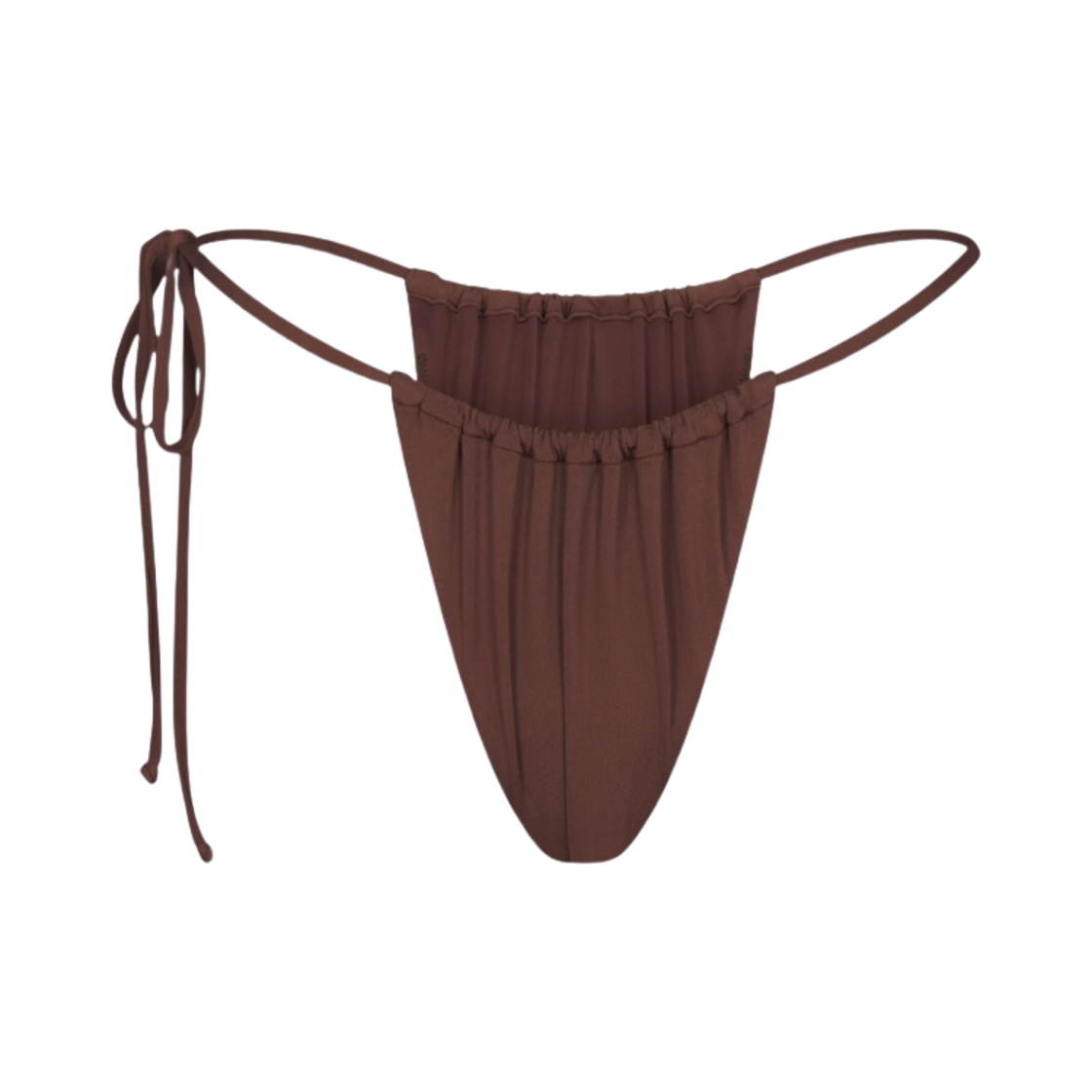 - (W) Khy Ruched Tie Bikini Bottom Chocolate