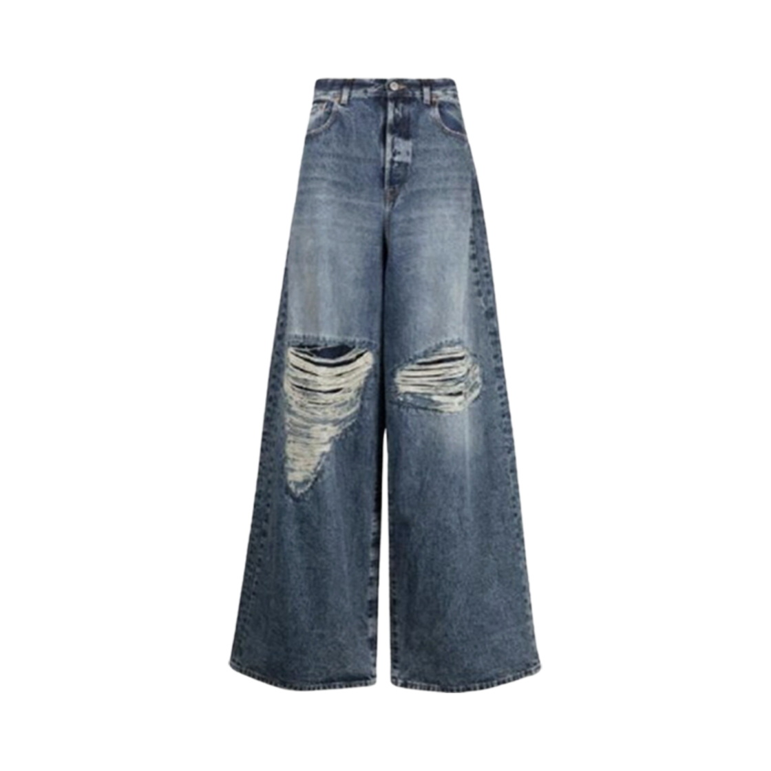 베트멍 디스트레스드 와이드 진 블루(Vetements Distressed Wide Jeans Blue)