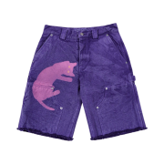 The Museum Visitor Cat Printed Dyeing Shorts Purple