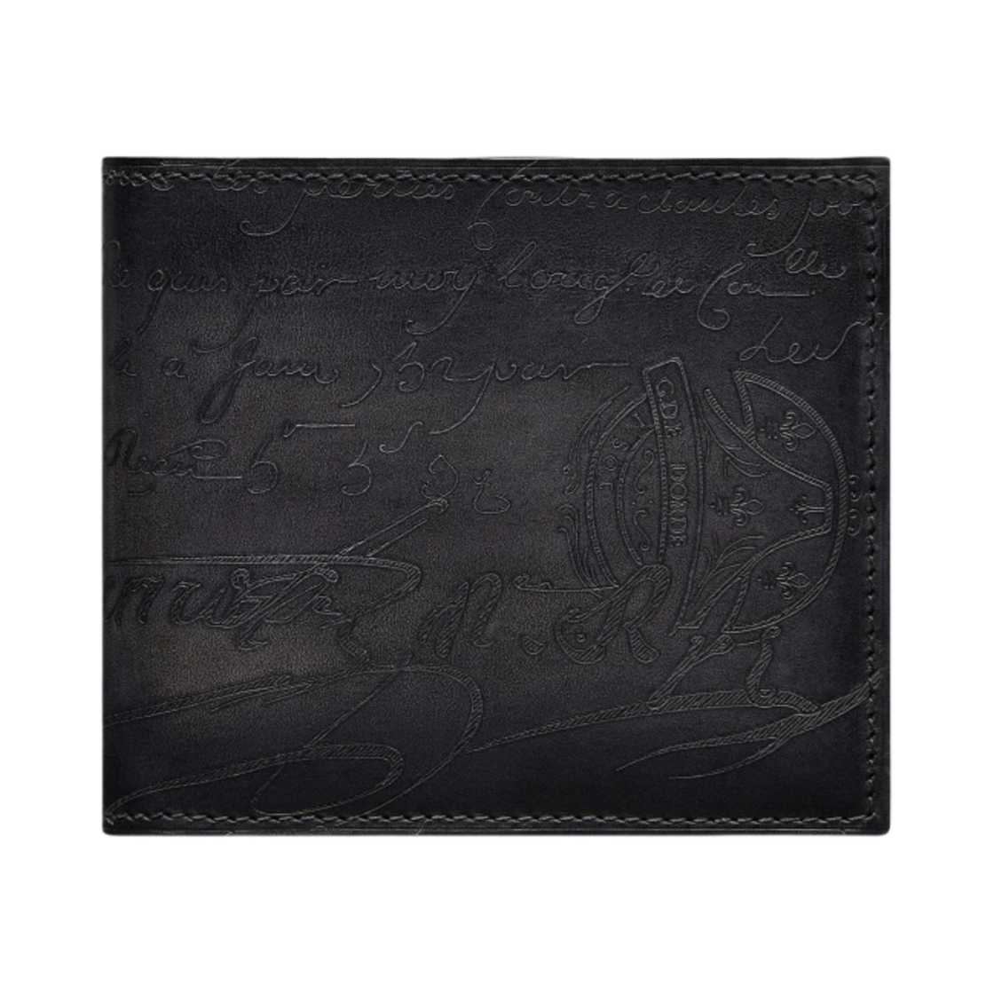 벨루티 마코레 스크리토 레더 지갑 네로 그리지오(Berluti Makore Scritto Leather Wallet Nero Grigio)