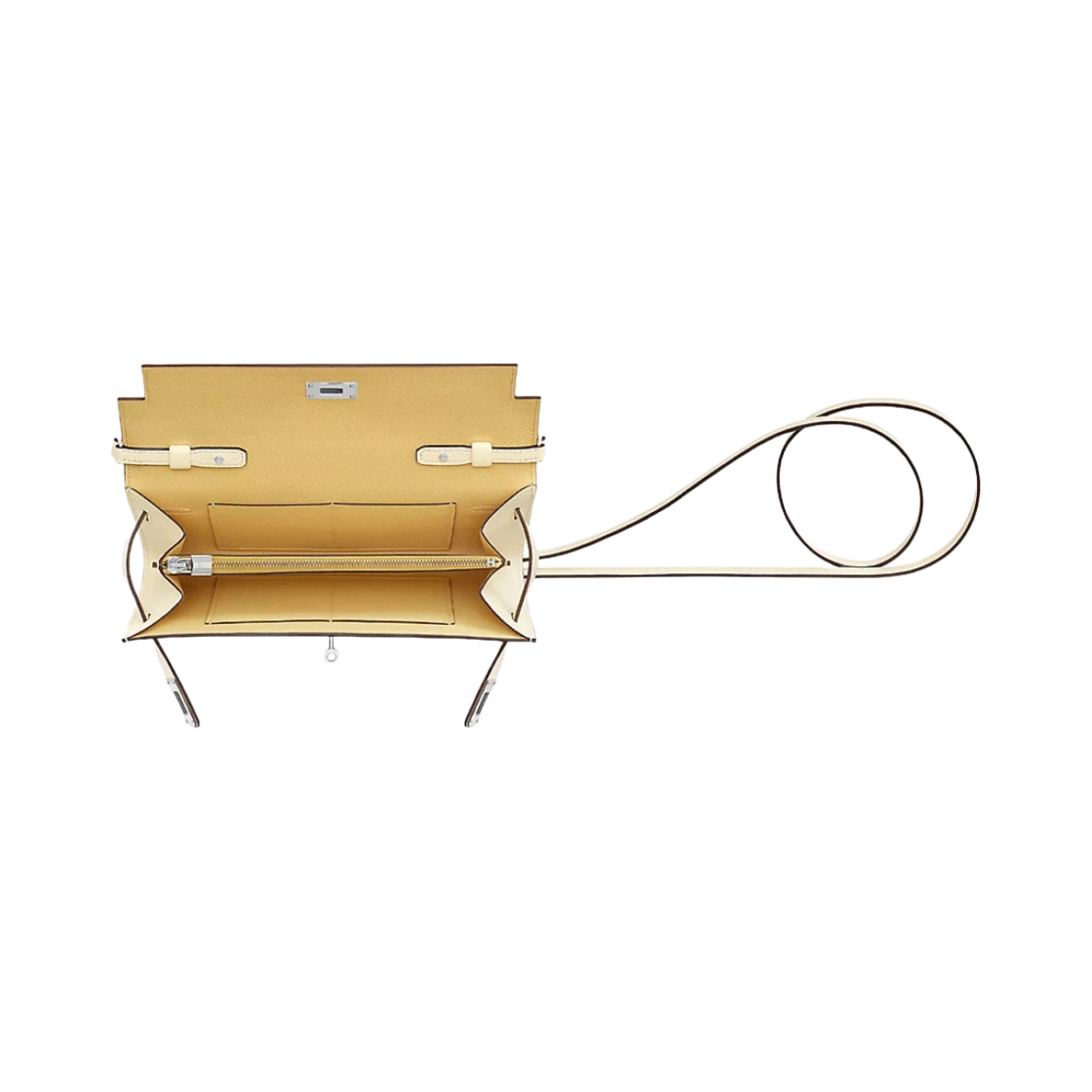 H080254CKAI Hermes Kelly Classic To Go Verso Wallet Epsom & Palladium Nata Jaune Poussin - #2