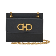 Ferragamo Gancini Chain Credit Card Holder Black