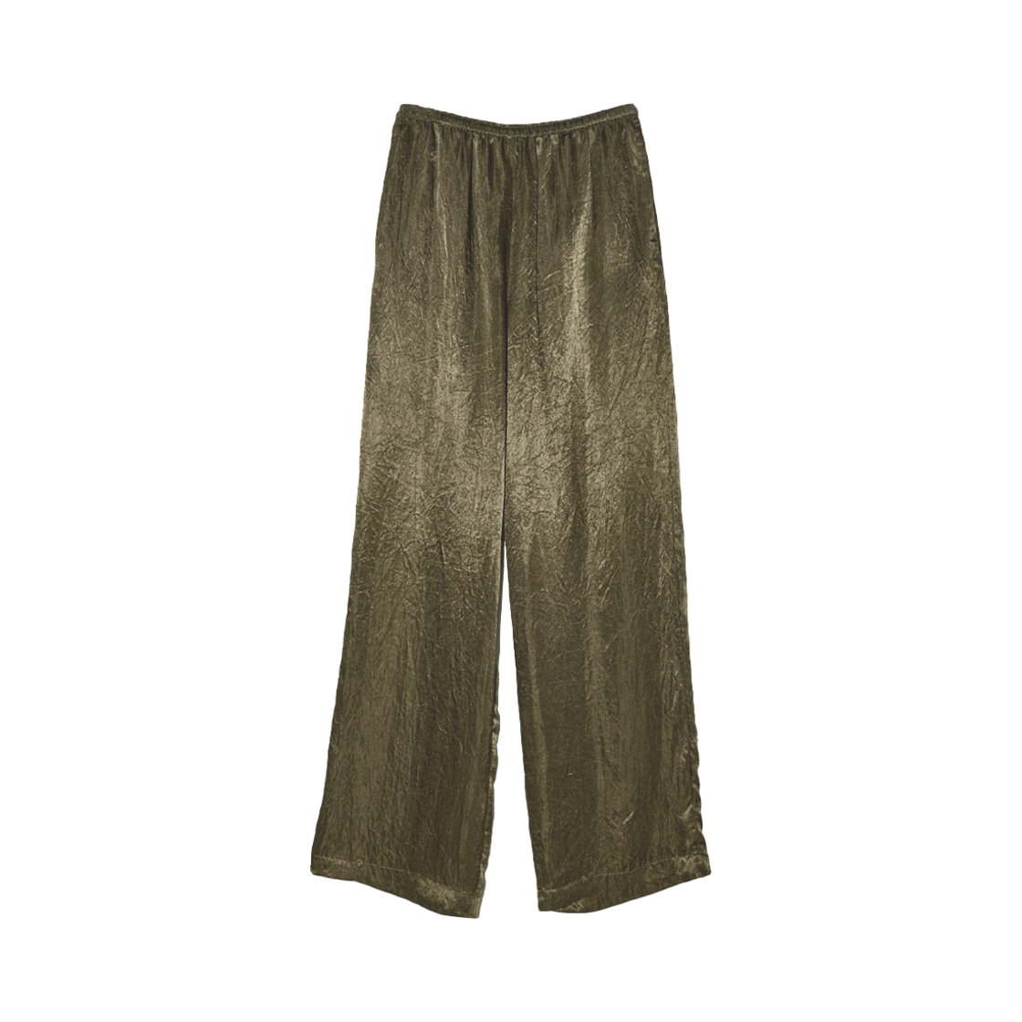 BESSPT007KH Enor Women Glossy Satin Banding Pants  Khaki