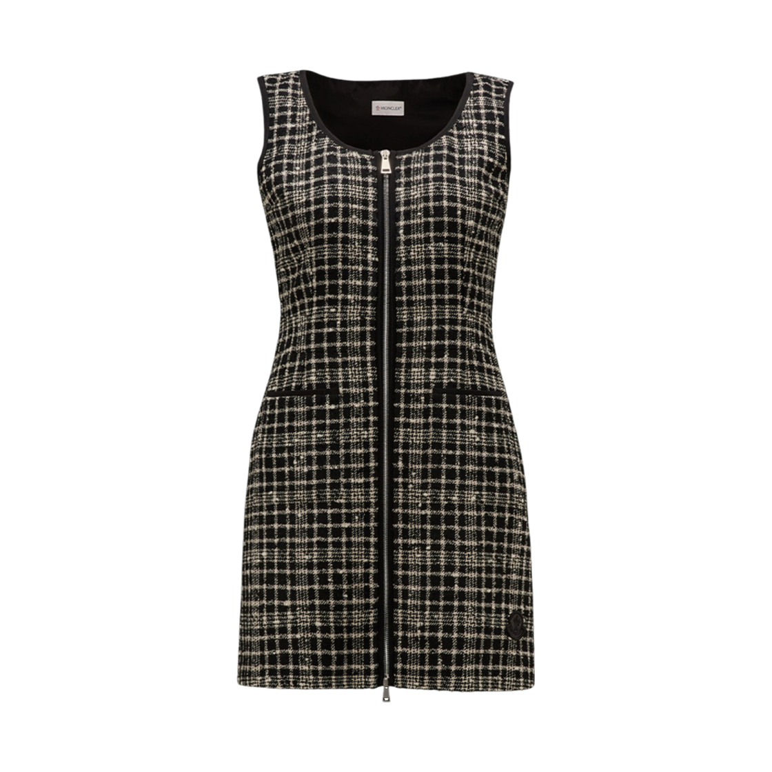 (W) 몽클레르 플레이드 트위드 드레스 블랙 화이트 - 23FW((W) Moncler Plaid Tweed Dress Black White - 23FW) - 1
