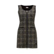 (W) Moncler Plaid Tweed Dress Black White - 23FW