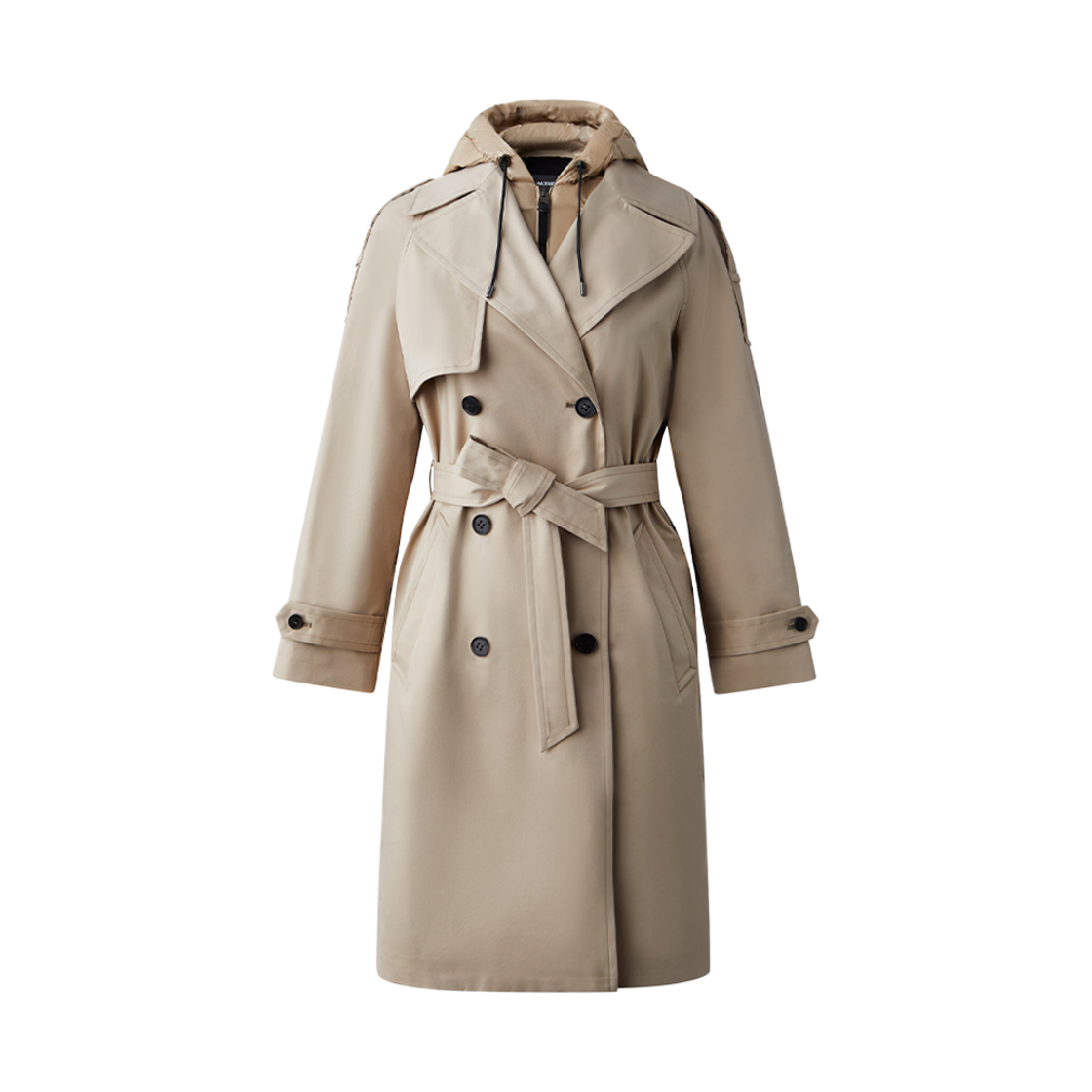 (W) 맥카지 트리샤 투인원 트렌치 코트 후드 빕 베이지((W) Mackage Trisha 2-In-1 Trench Coat With Hooded Bib Beige)