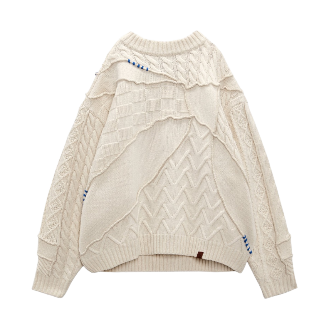 자라 x 아더에러 패치워크 오버사이즈 니트 스웨터 크림(Zara x Ader Error Patchwork Oversize Knit Sweater Cream)