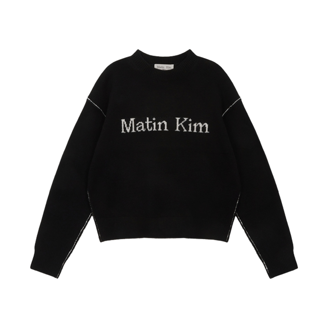 마뗑킴 컬러 라인 포인트 로고 니트 풀오버 블랙(Matin Kim Color Line Point Logo Knit Pullover Black)