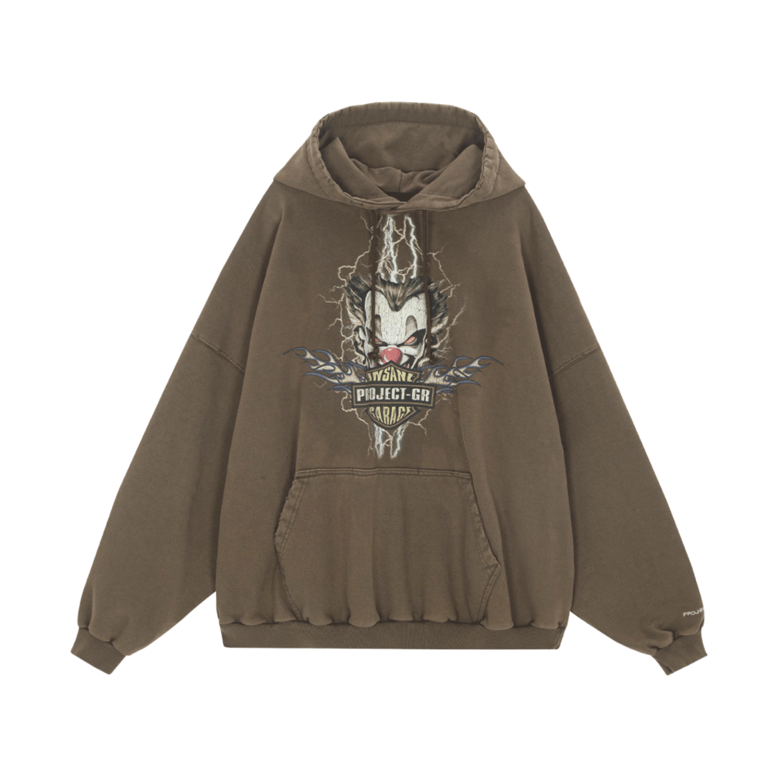 프로젝트 G/R x 인세인개러지 클라운 바이크 후드 빈티지 브라운