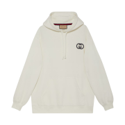 (W) Gucci Cotton Jersey Hooded Sweatshirt Off White