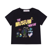 The Museum Visitor Women Putti Printed Crop T-Shirts Black