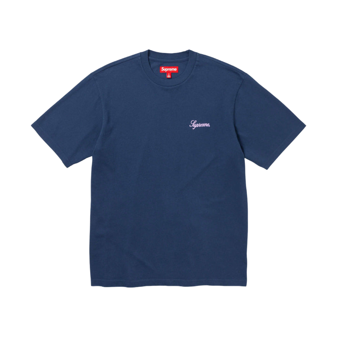 - Supreme Washed Script S/S Top Navy - 23FW