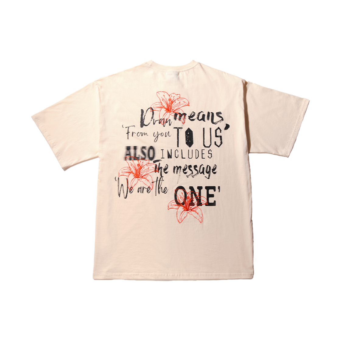 53 DVAN Means With Flower Emb Half Sleeve T-Shirt Beige