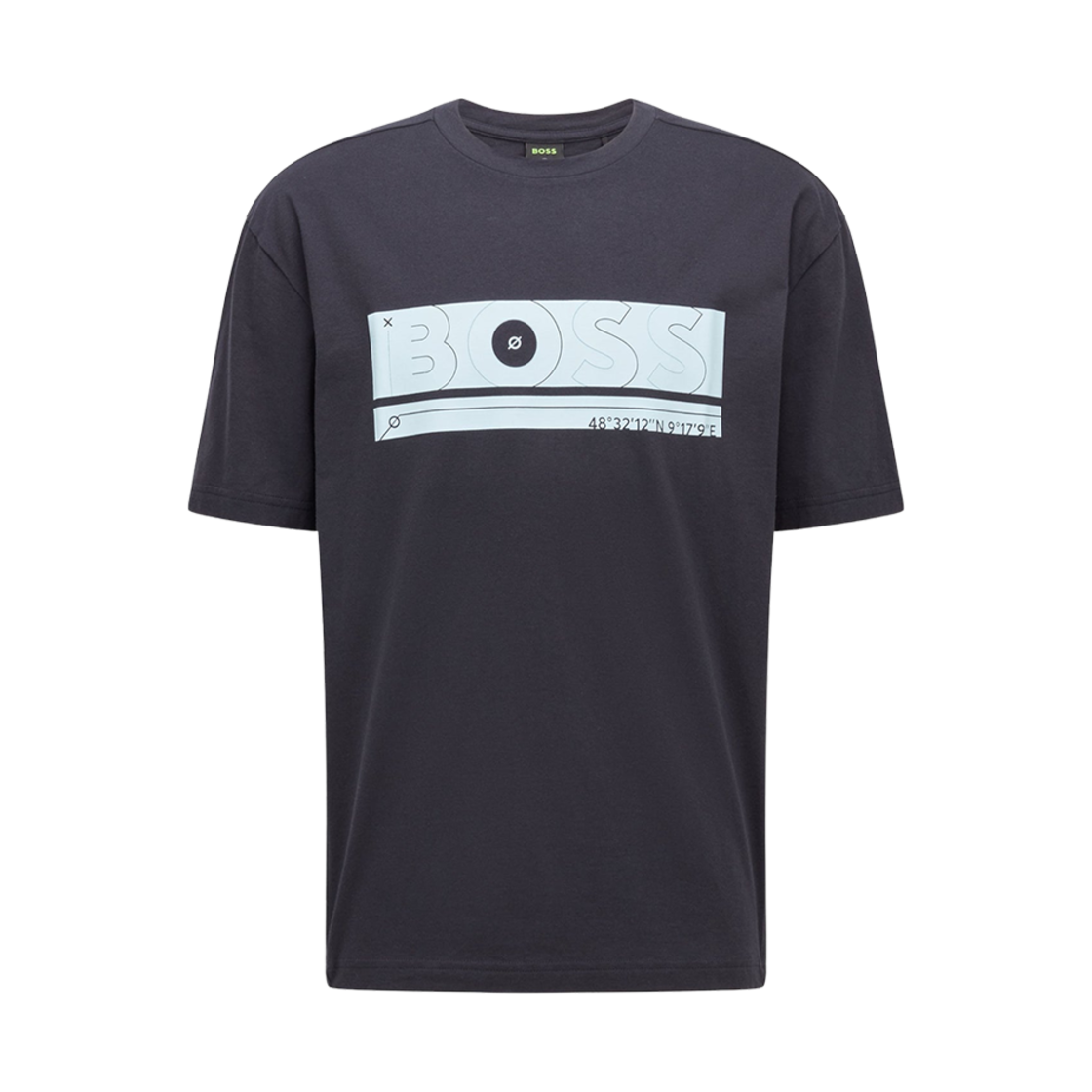 50472561-402 Hugo Boss Relaxed Fit Logo Artwork Cotton T-Shirt Dark Blue