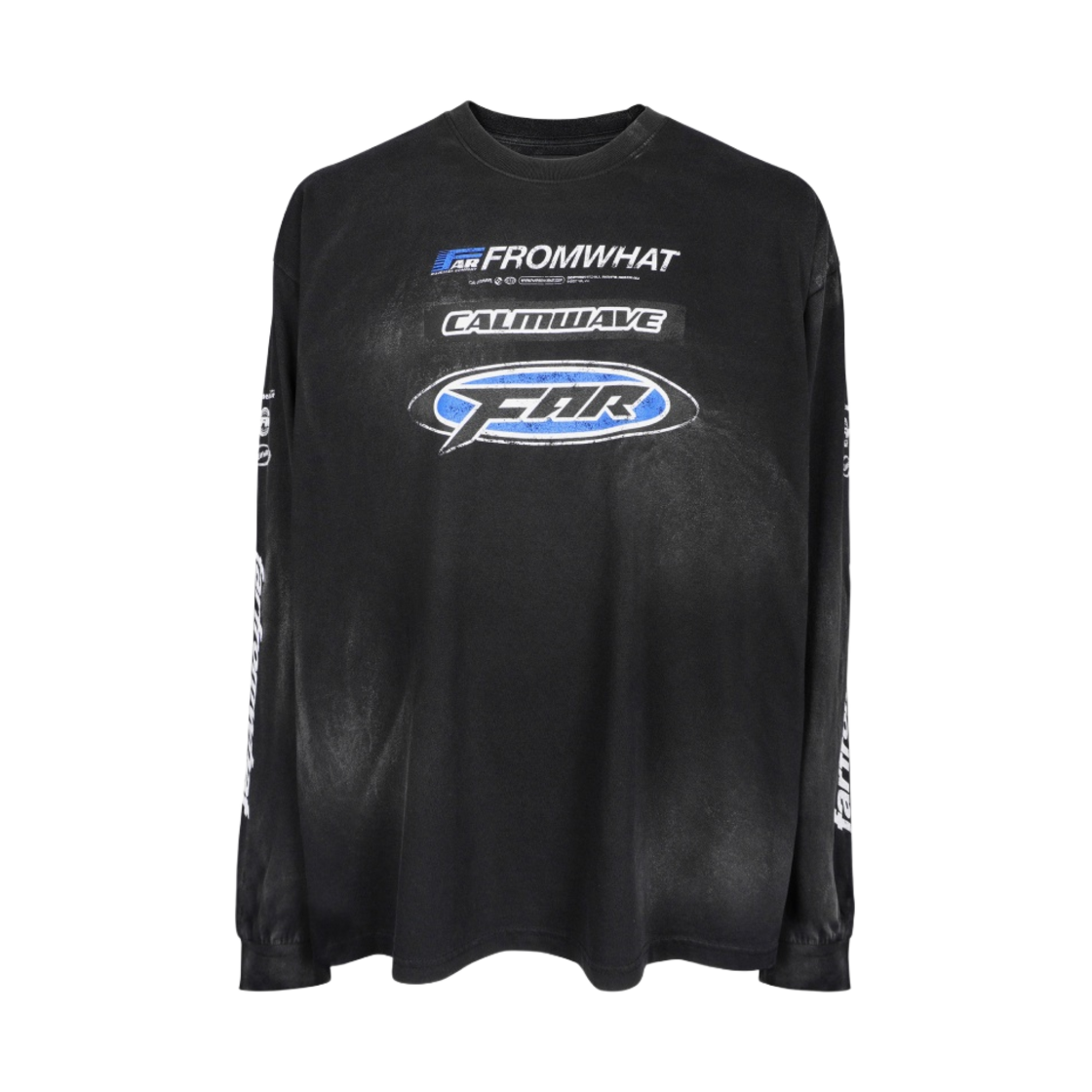 - Farfromwhat Far Washed Logo Long Sleeve T-Shirt Black