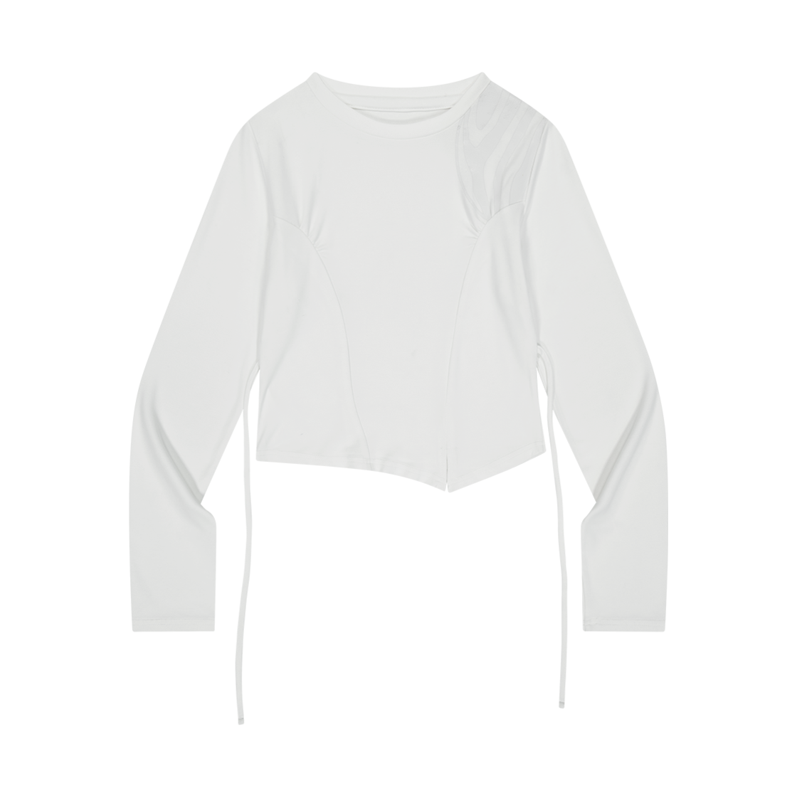25Q1ODWLT26WH OFFGRID Shirring Crop Long Sleeve T-Shirt White
