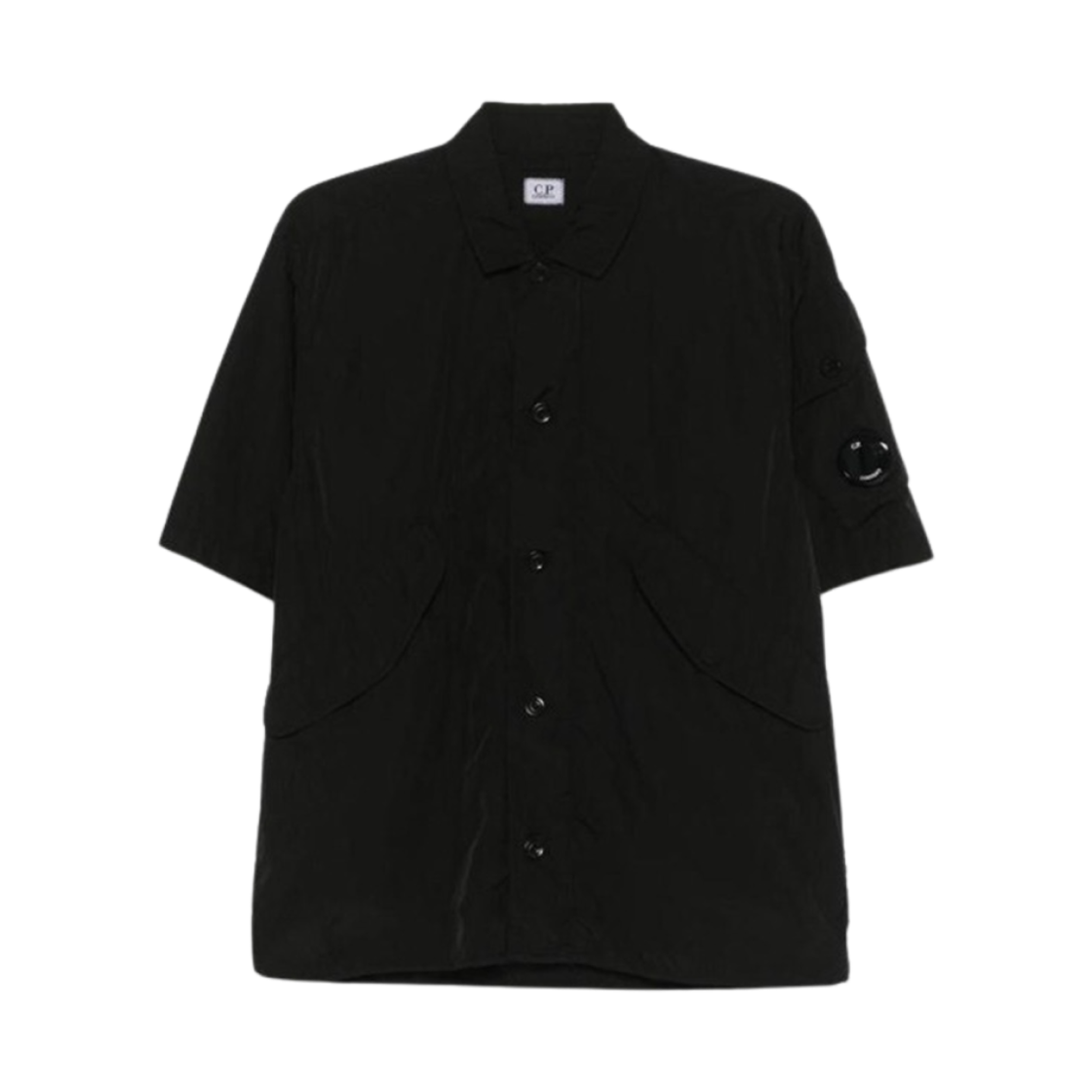 C.P. 컴퍼니 크롬-R 숏슬리브 오버셔츠 블랙 - 25SS(C.P. Company Chrome-R Short Sleeve Overshirt Black - 25SS)
