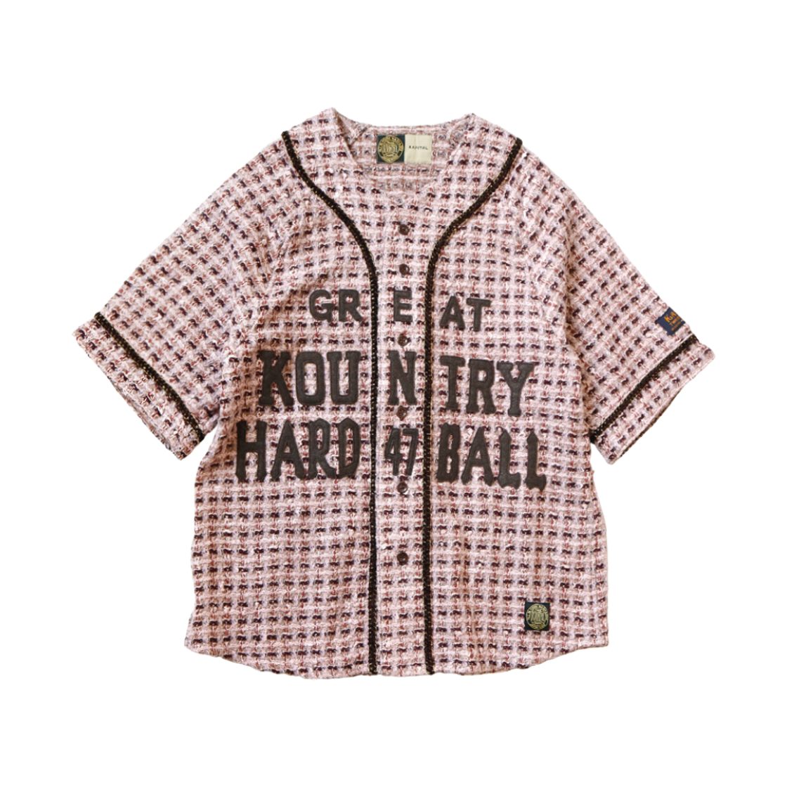 캐피탈 팬시 트위드 그레이트 컨트리 베이스볼 셔츠 핑크