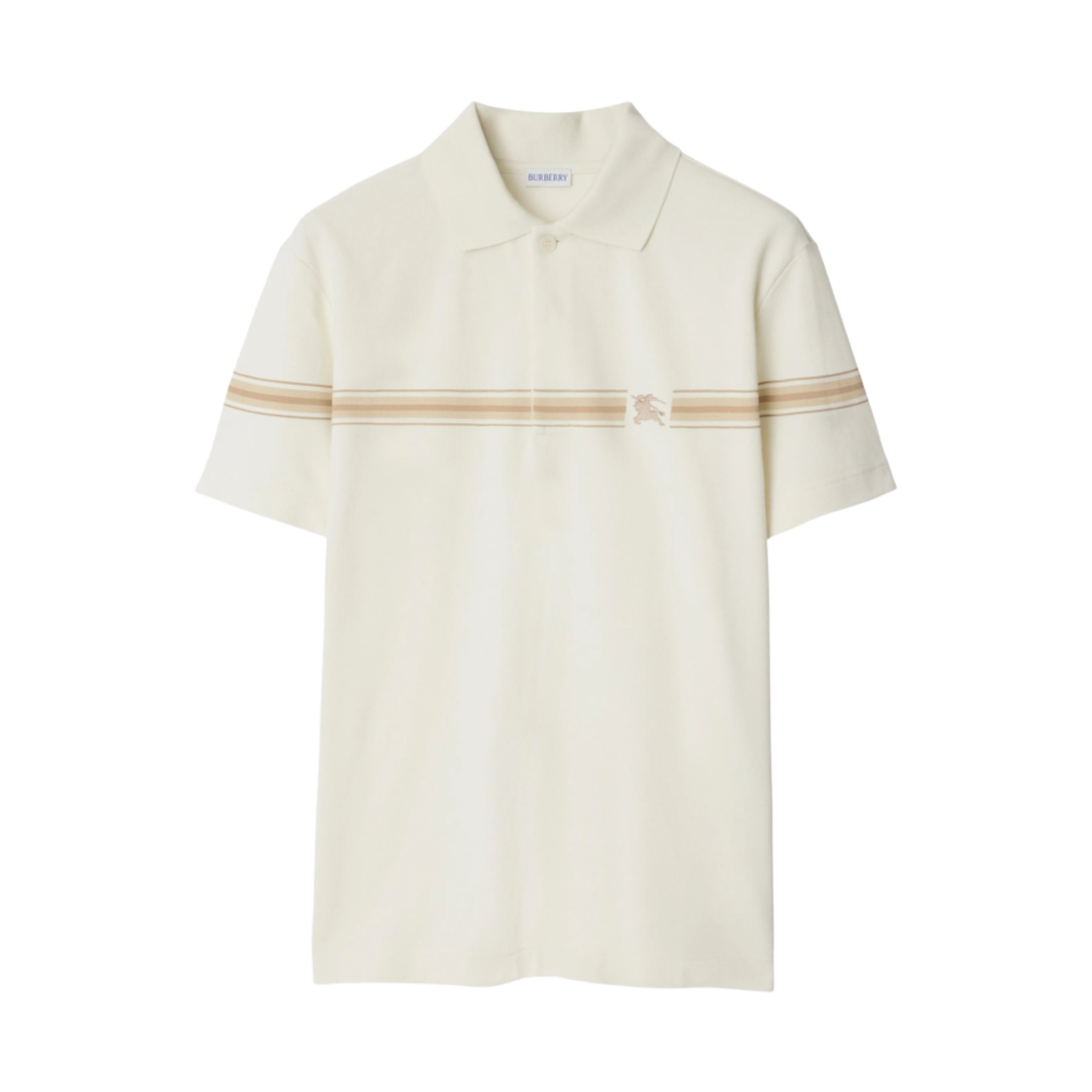 8104054 Burberry Striped Cotton Polo Shirt Ivory